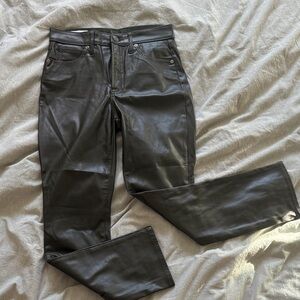 GAP Dark Green Faux Leather Pants - Vintage Slim